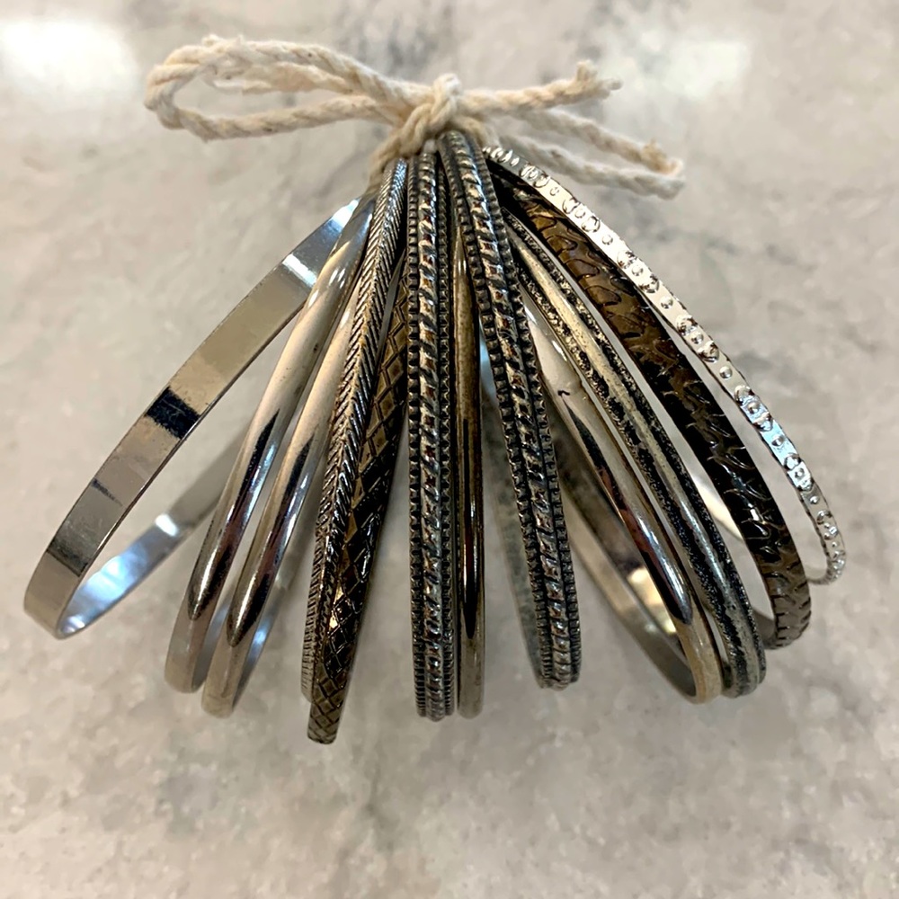Pewter and Silver Bangles